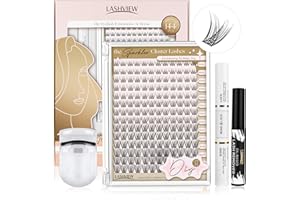 LASHVIEW 168Pcs Cluster Lashes Kit,8-16mm DIY Eyelash Extensions,Cluster Eyelashes for Self-application Individual Lashes at Home,3D Rapid Soft and Lightweight-Style CDD11