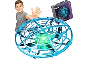Atlasonix UFO Mini-Handdrohne für Kinder – Drohne Heimspiel, handgesteuerte Drohne, Bewegungsmelder, fliegendes Spielzeug für drinnen Spielen – Kinder-Drohne für Jungen und Mädchen – Blau