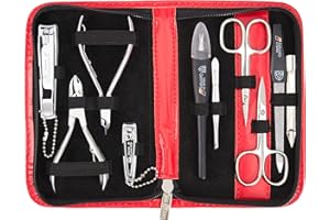 3 Swords Germany - Brand Quality 10 Piece Manicure Pedicure Grooming kit Set for Professional Finger & Toe Nail Care Scissors Clipper Fashion Leather case in Gift Box, Made by 3 Swords (004154)