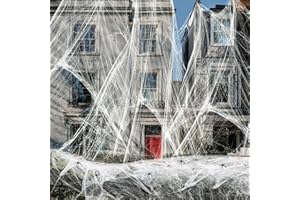 OBQO Cover 3000 Square Feet 500g Halloween Spider Web Stretchable Cobweb with 50 pcs Small Spiders Halloween Indoor Outdoor Decorations