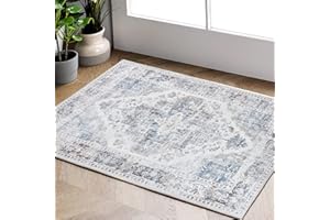 ‎TOPICK TOPICK Grau Teppich Floral Vintage Blumenteppich Faltbar Kurzflor Läufer Orientalischer Dünner Teppichläufer Küchen Schlafzimmer Wohnzimmer Esszimmer Arbeitszimmer Büro Anpassbar 60x150cm
