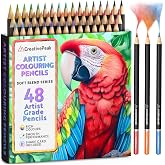 Creativepeak Professional Colored Pencils 48 Vibrant Colors + Color Proof Card - Quality Art Materials with Soft Wax Cores