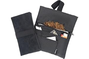 GUGGIARI® Tabaquera Pitillera para Tabaco de Liar - Funda de Cuero y Tela con Compartimentos para Guardar Papeles y Filtros(Pindot)