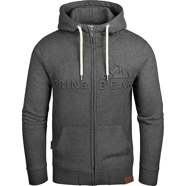 Grin&Bear Hoodie GEC605 Men's Sweat Jacket, Anthracite - View #12