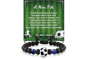 BOCHOI Cadeau Noël Enfant Bracelet Football Croix Perles Garçon Fils Anniversaire 5 6 7 8 9 10 11 12 13 14 15 16 17 18 Ans, Cadeaux Noël Original Bijoux Sport Garçon Idée Cadeau Fan De Foot