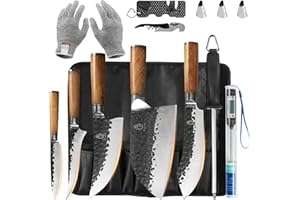 FULLHI Juego de cuchillos japoneses de chef, juego de cuchillos de cocina con funda para cuchillos, cuchillo de chef de acero inoxidable con mango de palisandro (11 PCS)