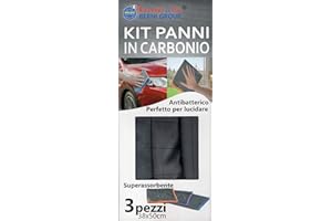 BerniGroup Kit 3 Panni in Carbonio Antibatterico, Perfetto per Lucuidare, Superassorbente, ideale per Tutte le Superfici