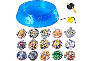 Elrozo Bursttop 6er Burst Set Zufällig 45cm XL Big Arena Set für Burst Turbo Rise Arena 6X Kampfkreisel inkl 2X Launcher