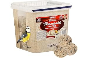 Fidelio tisdumplings utan nät, året runt vildfågelmat proteinrik/energirik, högkvalitativt fågelfoder för vilda fåglar, 30 stycken i en låda från FSC-certifierad produktion, 2,5 kg