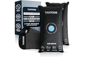 Tanness 2 Pack x 1kg Car Dehumidifier Bags with Anti-Slip Pads - Essential Accessories, Moisture Absorber, Reusable, Recharges in Microwave - Multipurpose for Home, All Spaces & Vehicles