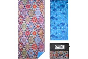 VORVOWRY Ręczniki plażowe z mikrofibry dla dorosłych kobiet mężczyzn bardzo duży lekki szybkoschnący ręcznik podróżny bez piasku dwustronny nadruk do pływania sportów z torbą siatkową 80 x 180 cm boho 1