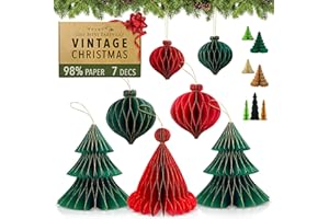 ITSY BITSY PARTY CO Dekoracje świąteczne wielokrotnego użytku premium – zestaw dekoracji stołu bożonarodzeniowego – papierowe dekoracje świąteczne do wewnątrz, dekoracje na stół świąteczny/wiszące dekoracje świąteczne