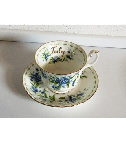 Set Tasse Et Soucoupe Vintage Fanquare - Porcelaine Fleurie Bleu Et Blanc, Bord Doré - 200ml - Style Britannique
