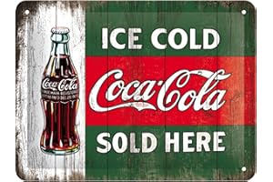 Nostalgic-Art Plaque Vintage Coca-Cola – Ice Cold Sold Here – Idée de Cadeau pour Les Fans de Coke, en métal, Déco Design Retro, 15 x 20 cm