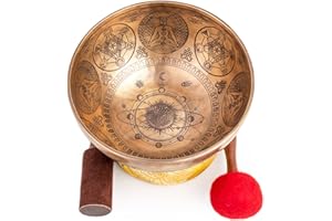 Himalayan Bazaar Tibetische Klangschalen-Set, 22,9 cm, Meisterheilungsqualität, für Klangbad, Chakra, 7 Metall, Meditation, Yoga