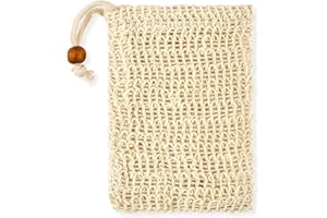 ‎ESELAM Soap bags made of natural sisal fibres, pack of 4, ensures optimal foam formation, provides gentle exfoliation, soap bag for soap residues, 100% vegan and plasitk-free, soap bag by eSelam