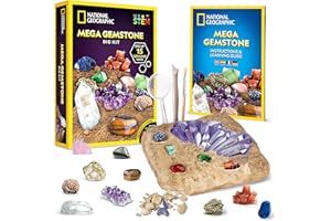 BLUE MARBLE National Geographic Mega Gemstone Dig Kit - Dig Up 15 Real Gemstones, STEM Activities for Kids, Gem Mining Kit, Educational Science Kit