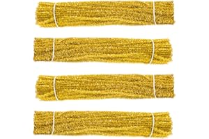 Waycreat 400 Pieces Pipe Cleaners Gold Chenille Stem for DIY Art Craft Decorations (6mm x 12 Inch)