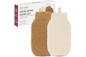 BICTIVE® Kit 2 Gants Exfoliants pour le Corps en Fibres Naturelles Pour Éliminer la Peau Morte & Révéler une Peau Douce et Lumineuse. Gant de Crin Gommage Corps. Doux & Intense pour la Douche.