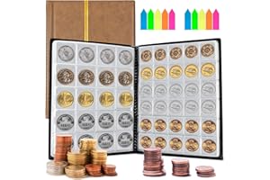 Homgaty 250 Poches Classeur Pieces de Monnaie, Album Pieces de Monnaie collection, Collection Pièces de Monnaie,Album Numismatique Collection Piece,D'Argent Penny Pocket pour collectionneurs