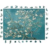WePuzzleUp Ahşap Puzzle Yetişkin - Van Gogh Badem Ağacı - 450 Par&ccedil;a, 29 x 39 cm - Yapıştırıcı Folyo Dahil - Benzersiz Şekilli