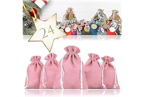 ‎GANZOO Ganzoo Jutesäckchen 24er Set für Adventskalender zum Selbst Befüllen, Pink, 17,5 x 12,5 cm, Stoffbeutel aus Jute, Geschenksäckchen für kleine Überraschungen, Basteln, Deko und Aufbewahrung