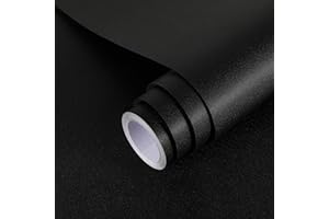 Hode Black Vinyl Wrap Matt 40X300cm, Black Sticky Back Plastic Roll, Self Adhesive Wallpaper for Furniture Kitchen Cupboard Covering Contact Paper Waterproof