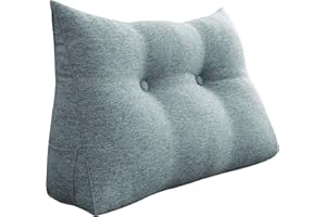 VERCART Keilkissen Bett Großes Rückenkissen Bett Kopfteil Bequemes Lesekissen für Bett und Sofa 2 in 1 Rückenlehne und Kopfkissen Couchkissen Langes XXL Lendenkissen Leinen 60cm Grau