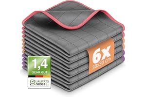 ‎LAVANDOLA Lavandola® 6X Fenstertuch - Für kristallklare & streifenfreie Scheiben - 30x30cm Carbon Tücher für den Haushalt - Microfasertuch Fenster, Glas Tuch, Microfaser Fensterputztuch
