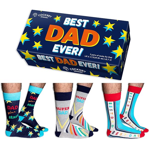 Happy Socks Super Dad Geschenkbox – 3 Paar Socken, Größe 41-46, Pop-Art Design – Perfekt Für Vatertag