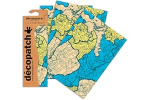 Décopatch C691O - Une pochette de 3 feuilles de papier imprimé 30x40 cm, Carte du monde