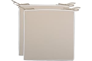 Brandsseller Set da 2 Cuscini per Sedia 40x40x4 cm – Idrorepellenti e antimacchia con Nastri e Bordino – Per uso interno ed esterno – Cucina, Terrazza, Giardino – Grigio Pietra