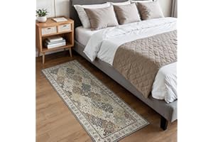 BEIMO Waschbarer Rutschfester Läufer Teppich 80x200 cm, Vintage Flora Stil Teppichläufer, Leicht, Farbecht und Strapazierfähig, Läufer für Flur, Treppe und Eingangsbereich