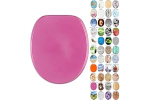 Sanilo Abattant WC, Grande sélection de lunettes de toilette, Finition de haute qualité, Charnières robustes, Fixation facile (Scintillement rose)