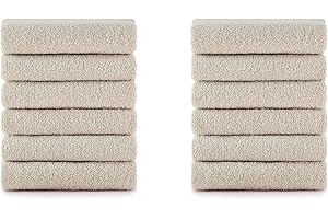 nottoc Beige 12 x Asciugamani per gli ospiti 30 x 50 cm, 100% cotone, per ospiti - sabbia