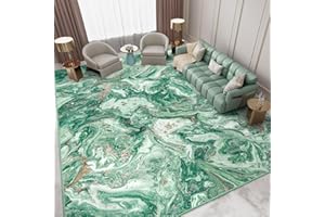 IKALIFE Alfombras de Salon Modernas - Alfombra de Pelo Corto Alfombra Lavable Salon Grande para Dormitorio Comedor Habitacion, Antideslizante Imitacion Cachemir, Verde 120x170 cm