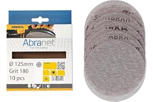MIRKA Abranet Disques abrasifs filet Ø 125 mm autoagrippant - grain P180-10 pces - pour poncer le bois, le mastic, la peinture, le plastique - AE232F1018