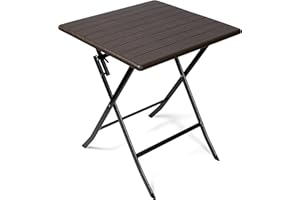 Vanage | Stół ogrodowy – prostokątny stół balkonowy – składany stół nadaje się do ogrodu, na taras i balkon – meble ogrodowe ze stali malowanej proszkowo w kolorze brązowym