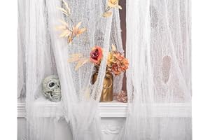 Purple Star 2x5M Halloween Dekoration Gaze -Gruseliger Stoff - Käsetuch Halloween Dekorationen für die Türen Hallen,Duschvorhänge,Veranden,Decks,Fenster,Tore,Deko Prop（weiß）