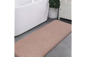 VANZAVANZU Alfombra de Baño Antideslizante Extra Larga Alfombrilla de Baño Espesa Absorbente Alfombra de Ducha Ultra Suave Corredor de Alfombrillas para Baño Mullido Microfibra - 50 x 152cm (Rosa Pétalo)