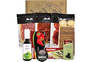 DETAPASBOX Spanische Geschenke, Serrano Schinken, Pata negra chorizo, Pata negra salami, Sardinen, Oliven, geschenkset