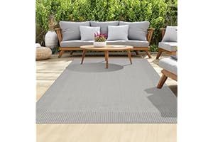 homeart Outdoor Rugs | Easy-Cleaning Indoor & Outdoor Area Rugs for Porch, Deck, Balcony, Garden, Picnic, Kitchen, Hallway | UV & Weather-Resistant Large Patio Rug Mats | Grey Cream, 80 x 150 cm