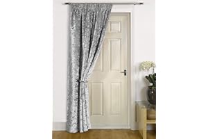 umlout Thermal Door Curtain Rajpur Grey Crush Velvet Winter - Saves Energy, Prevents Draughts Reduces Heat Loss