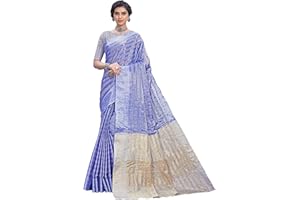 GENERIC Indisches Damen-Sari-Kleid aus Seide, Saree, Bollywood, Partykleid, gestreift, bedruckt, mit ungenähten Blusenteilen, Himmelblau