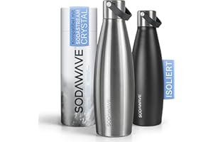 SODAWAVE® Trinkflasche Edelstahl [620ml] kompatibel mit SodaStream Crystal I Doppelwandige Thermo Edelstahl Trinkflasche I 100% auslaufsichere Flasche ideal für unterwegs (Edelstahl)
