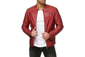 REDBRIDGE Red Bridge Uomo Giubbotto Manica Lunga Finta Pelle Biker Casuale Cotone Moda Giacca