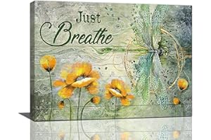 dollffey Libellen-Wanddekoration, Geschenke für Mädchen und Frauen, Kunst, einfach atmen, Leinwanddrucke, gerahmt, modernes Gemälde, Kunstwerk, Badezimmer, Küche, Schlafzimmer, Wohnzimmer, Büro, 40,6