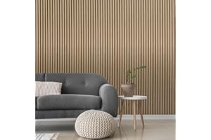 Built Right Wood Slat Acoustic Wall Panels – Soundproofing for Walls & Ceilings – Noise Reduction & Decorative Design – Home & Office – 240cm x 60cm (Natural Oak)