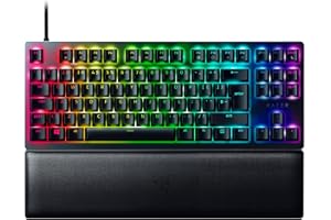 Razer Huntsman V2 Tenkeyless (Red Switch) - Optical Gaming Keyboard (Doubleshot PBT Keycaps, Detachable USB Type-C Cable, Ergonomic Wrist Rest) QWERTY UK Layout | Black