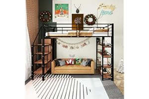 ‎JOVIFY Etagenbett 90x200 mit Kleiderschrank, Hochbett mit Treppe und Aufbewahrungsschrank, Multifunktionsbett Metallbett Einzelbett Stockbett Spielbett Kinderhochbett Jugendhochbett, Ohne Matratze, Schwarz